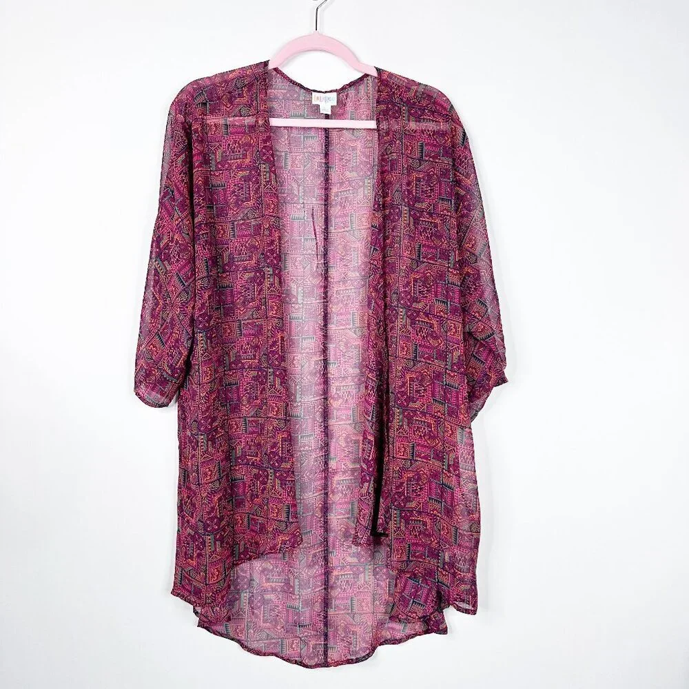 2/$30 LuLaRoe Monroe Open Kimono Cover-up Duster Tribal Print Large #A1634